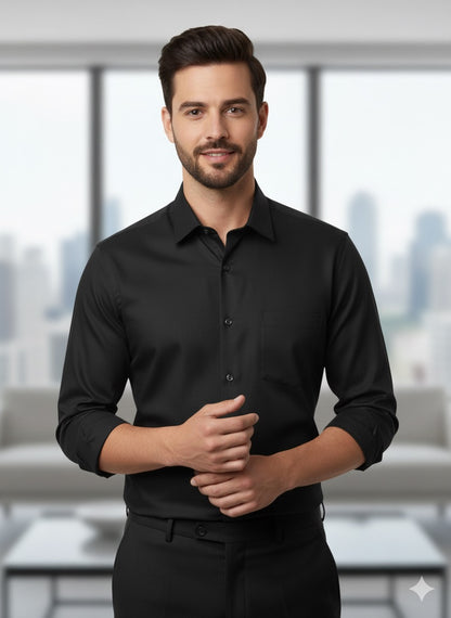 Jet Black Formal Cotton Shirt