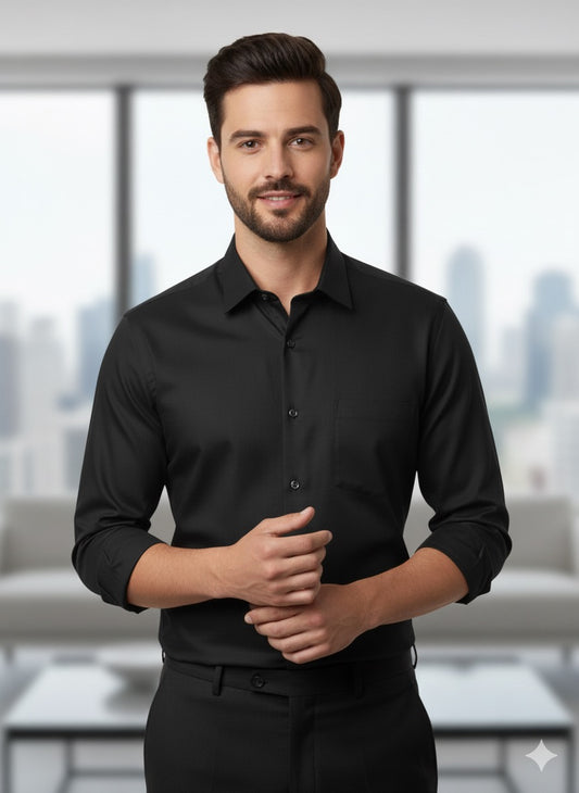 Jet Black Formal Cotton Shirt