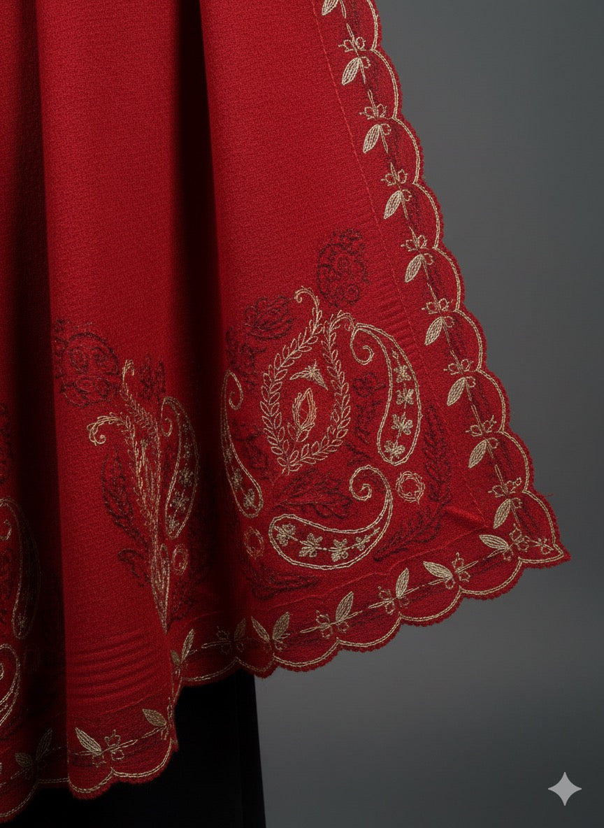 Crimson Charm Shawl – Classic Warmth, Contemporary Grace