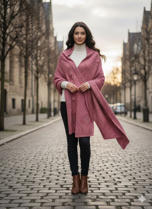Blush Winter Shawl – Soft Warmth, Subtle Elegance