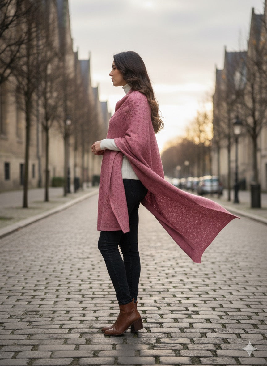 Blush Winter Shawl – Soft Warmth, Subtle Elegance