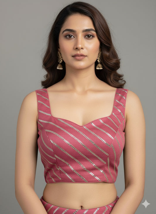 Rosé Stripe Sequin Blouse – Subtle Glamour, Modern Silhouette