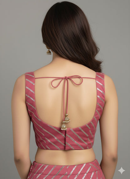 Rosé Stripe Sequin Blouse – Subtle Glamour, Modern Silhouette