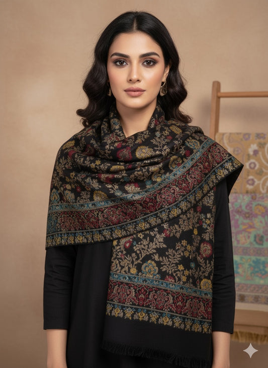 Noor Kashmiri Weave Shawl – A Symphony of Tradition and Elegance