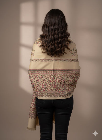 Kashmiri Bloom Shawl – Tradition Draped in Soft Elegance