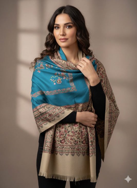 Turquoise Meadow Shawl – A Harmony of Color and Craft