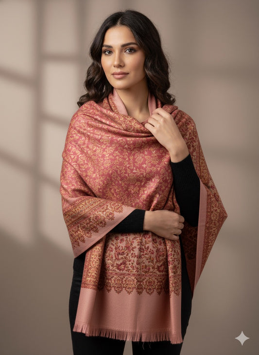 Rosewood Kashmiri Shawl – Soft Hues, Lasting Grace