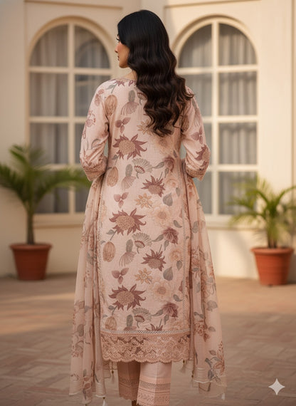 Blush Pink Floral Printed Cotton Kurta Set