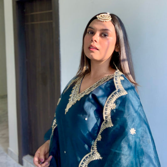 Navy Blue Kurta Set-Noor