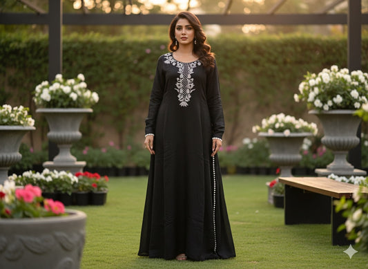 Black Embroidered Anarkali Kurta