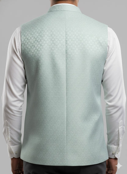 Mint Green Textured Nehru Jacket