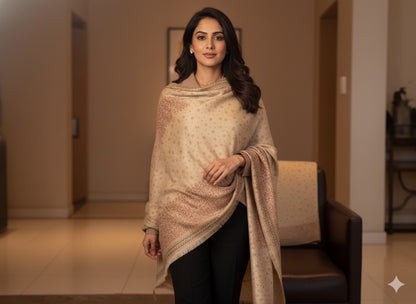 Noor Beige Kashmiri Shawl