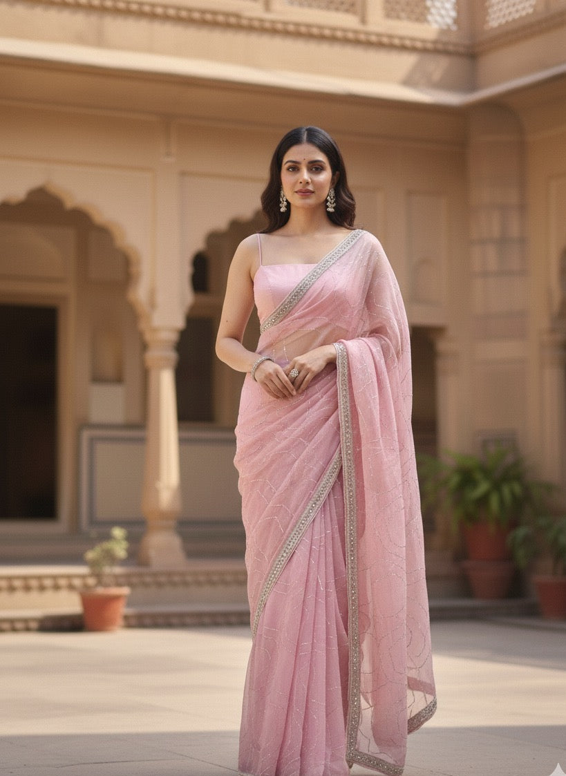 Rosé Glow Saree