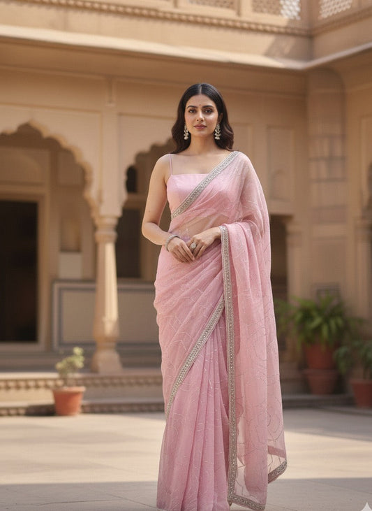 Rosé Glow Saree