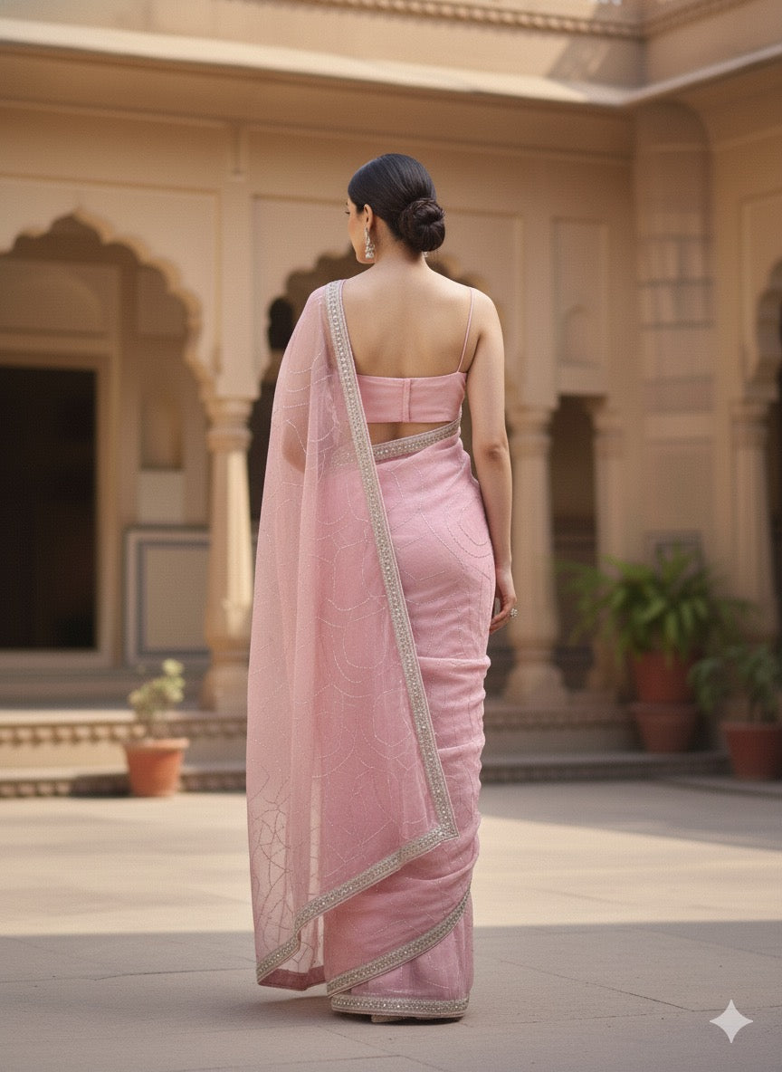 Rosé Glow Saree