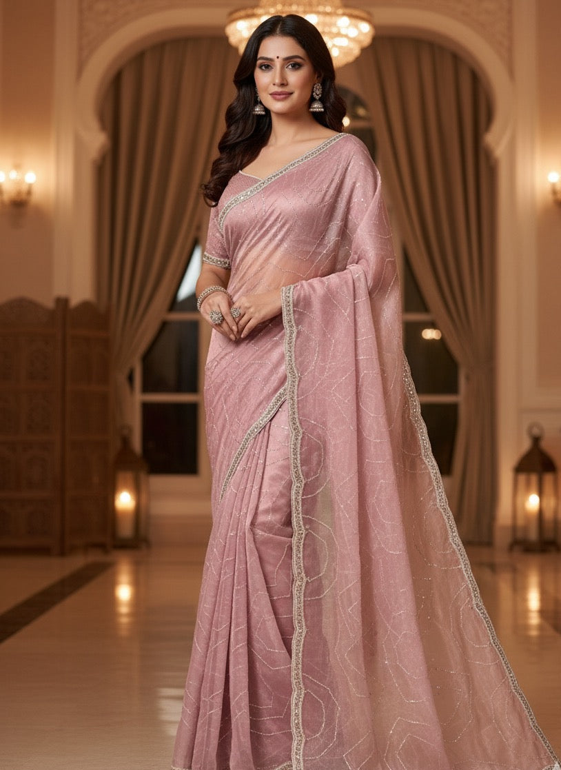 Rosé Glow Saree