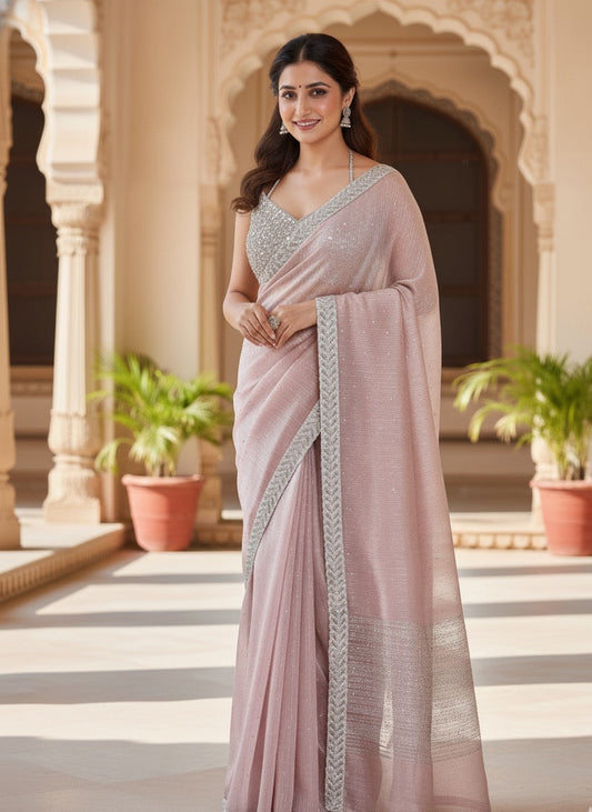 Dusty Rose Embellished Party Saree