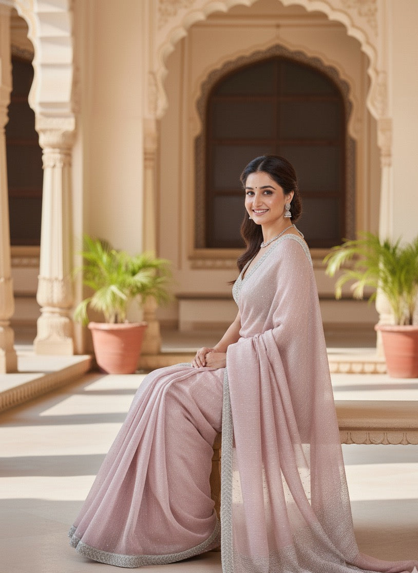 Dusty Rose Embellished Party Saree