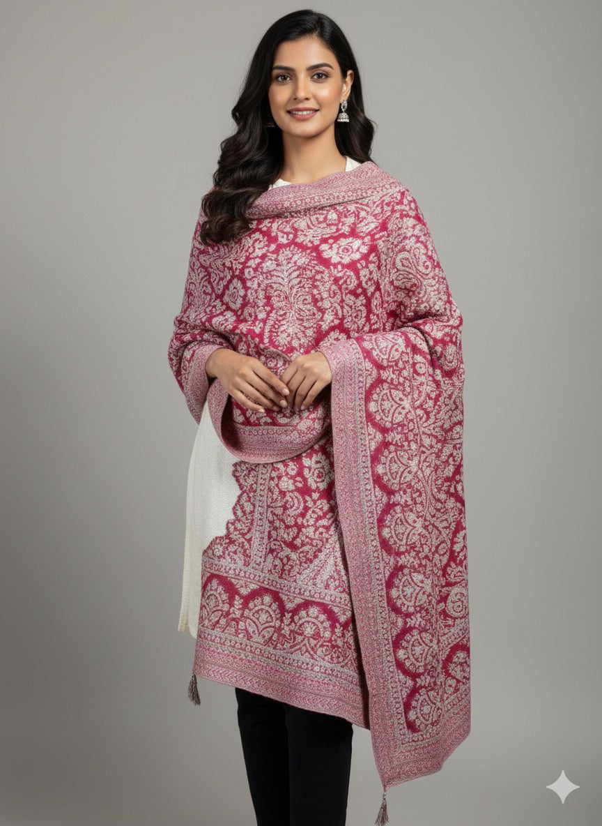 Rosewood Heritage Jacquard Winter Shawl
