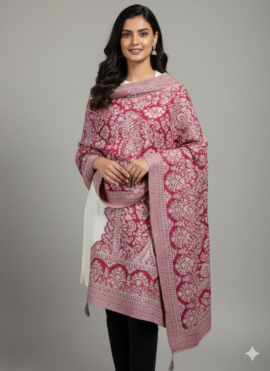 Rosewood Heritage Jacquard Winter Shawl