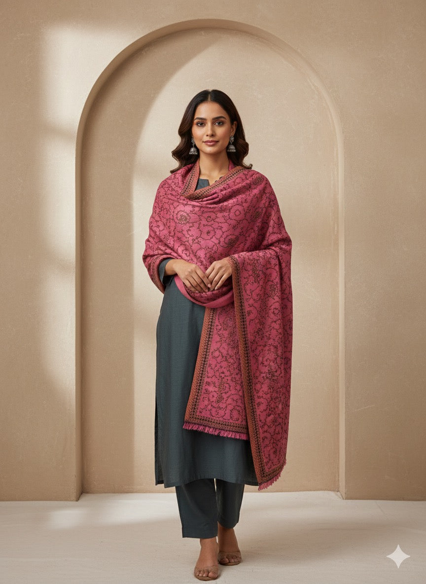 Blush Rose Jacquard Shawl