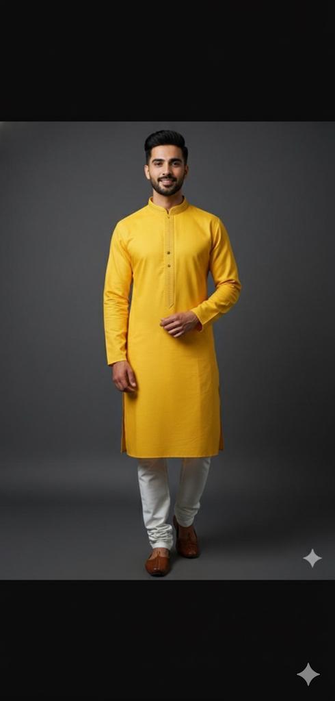 "Suraj" Radiant Yellow Embroidered Kurta with White Churidar Set