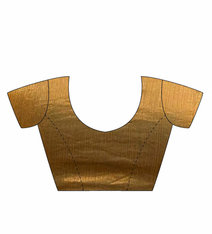 Gold Solid Silk Blend Saree with Unstitched Blouse